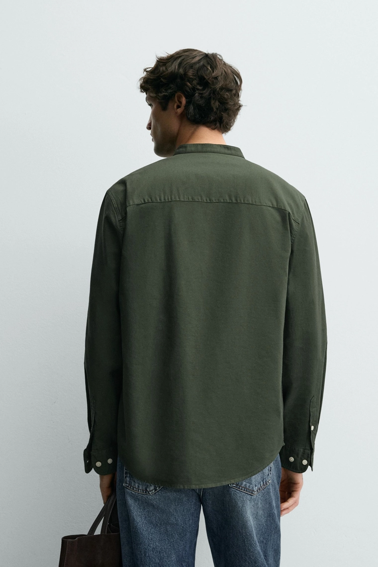 Рубашка оксфорд с воротником на стойке