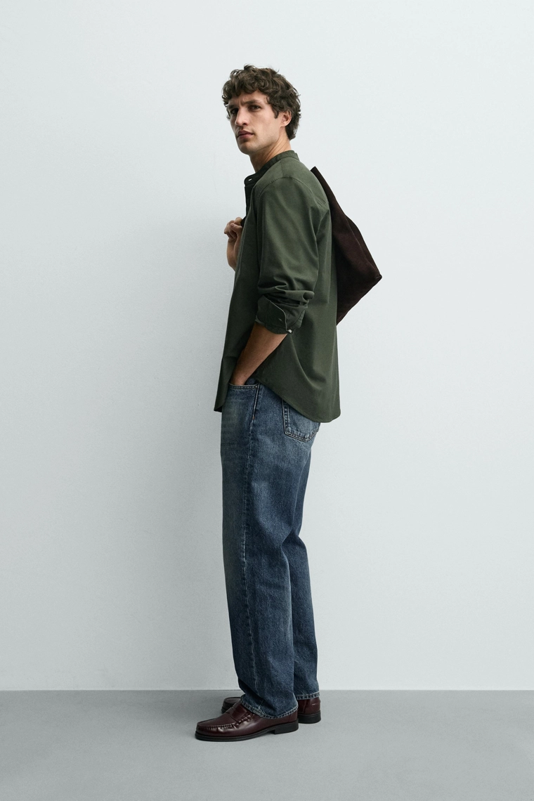 Рубашка оксфорд с воротником на стойке