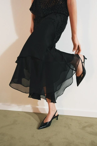 Юбка миди с воланами и бусинами- Заказать в России