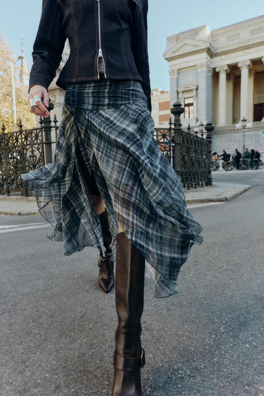 ЮБКА МИДИ АСИММЕТРИЧНАЯ В КЛЕТКУ