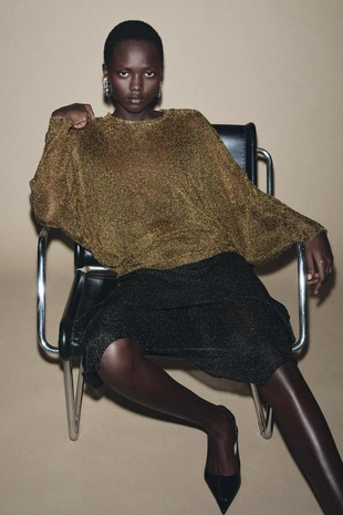 Металлизированная трикотажная юбка- Заказать в России