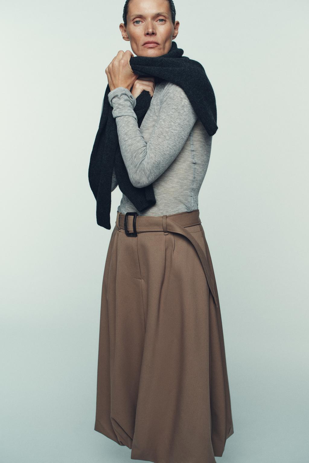 ЮБКА-БАЛЛОН МИДИ С ПОЯСОМ