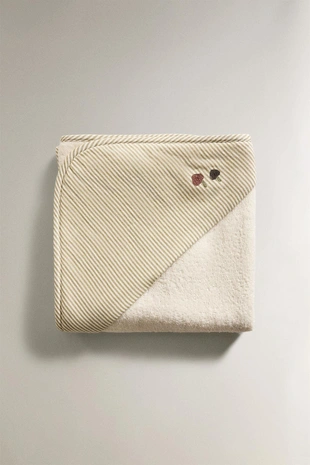 Полосатый муслиновый детский полотенце с капюшоном- Заказать в России