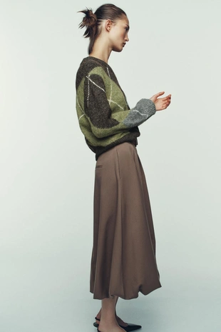 Brown / Green | 5755/152/054 - Zara Свитер с узором «ромбы»