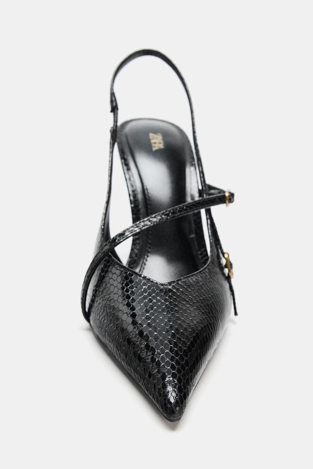 ТУФЛИ НА ВЫСОКОМ КАБЛУКЕ С РЕМЕШКАМИ И ПРЯЖКАМИ