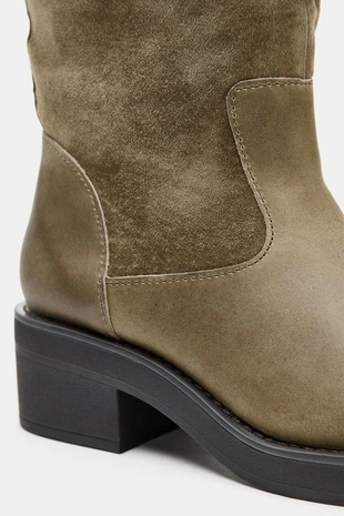 Комбинированные кожаные сапоги- Заказать в России