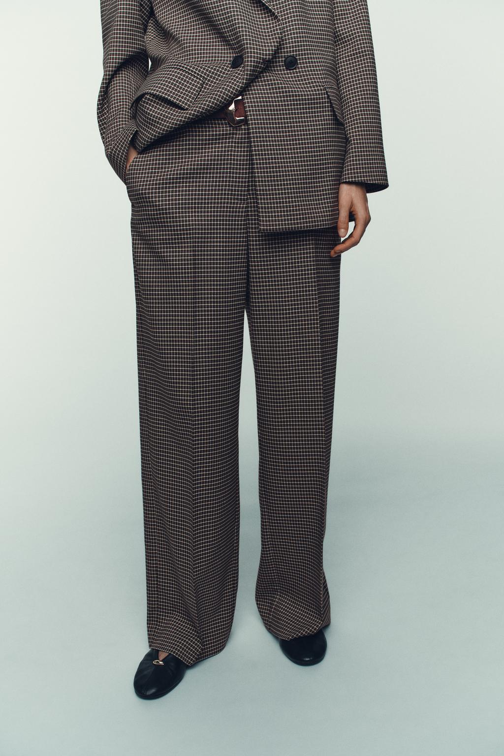 ПРЯМЫЕ БРЮКИ В КЛЕТКУ С ПОЯСОМ