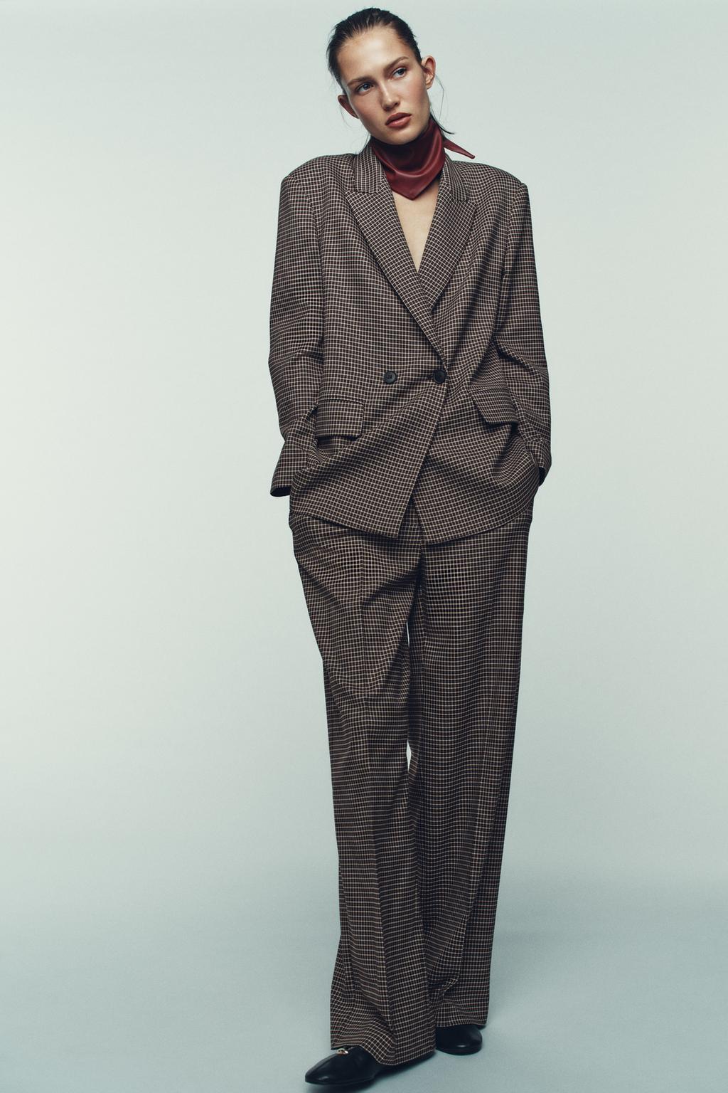 ПРЯМЫЕ БРЮКИ В КЛЕТКУ С ПОЯСОМ