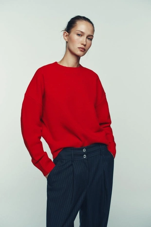 Брюки-багги в тонкую полоску- Заказать в России