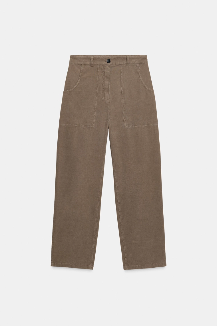 Брюки прямого кроя из бархата с карманами