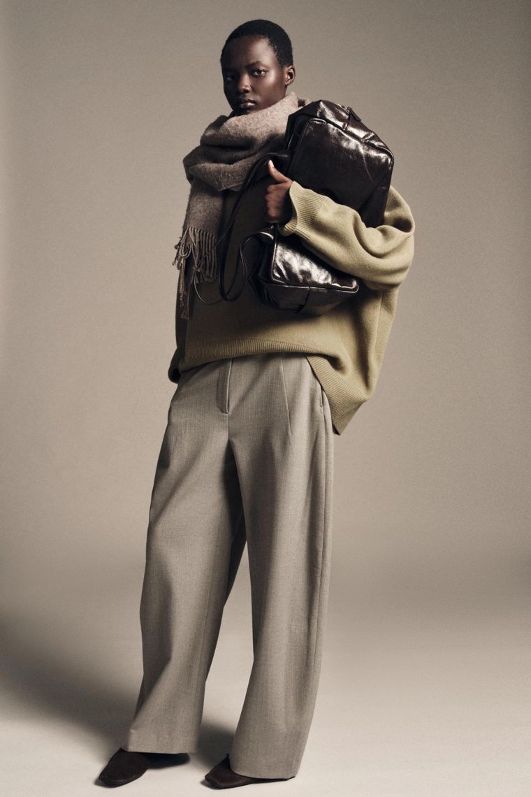 Шаровары с узором в виде рыбьей кости коллекции zw