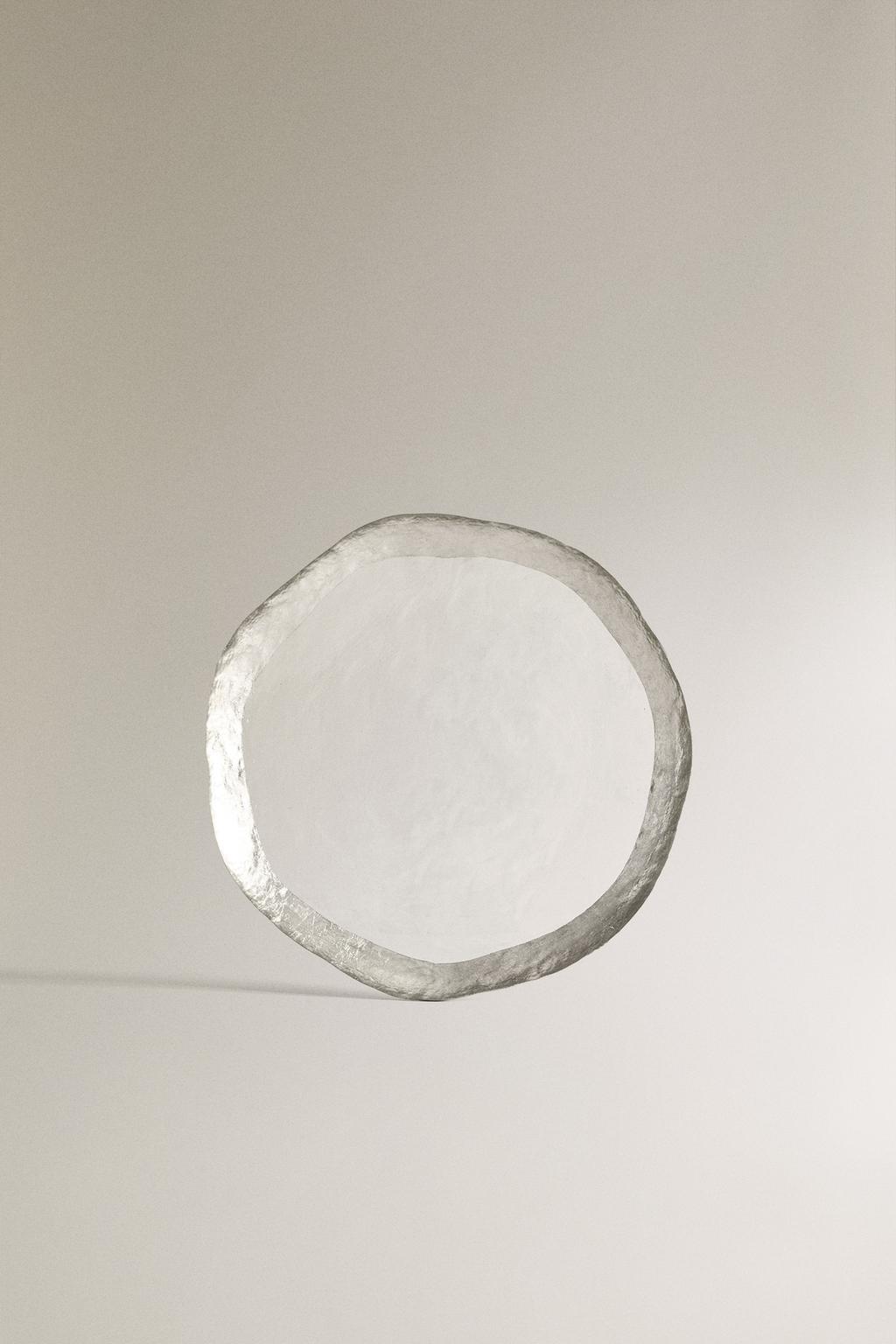 Тарелка боковая со стеклянным рельефом и серебряным краем