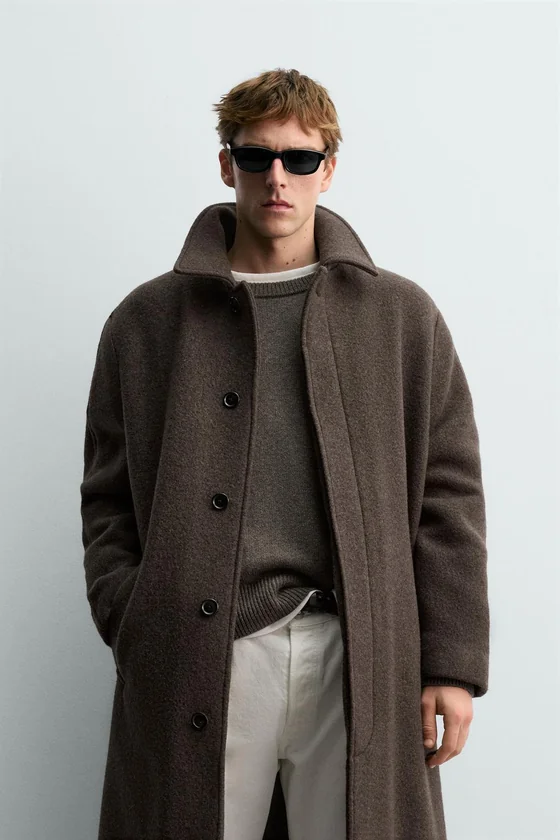 ДВУБОРТНОЕ ПАЛЬТО ИЗ СМЕСОВОЙ ШЕРСТИ MANTECO® Zara «Aaron Levine»