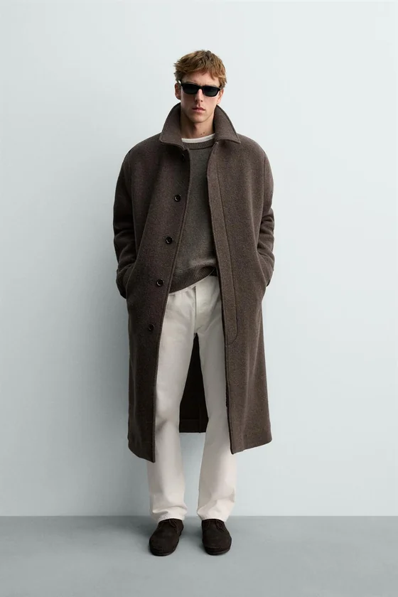 ДВУБОРТНОЕ ПАЛЬТО ИЗ СМЕСОВОЙ ШЕРСТИ MANTECO® Zara «Aaron Levine»