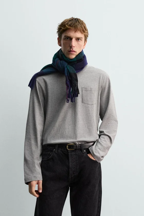 ФУТБОЛКА С ДЛИННЫМИ РУКАВАМИ И НАГРУДНЫМ КАРМАНОМ Zara «Aaron Levine»