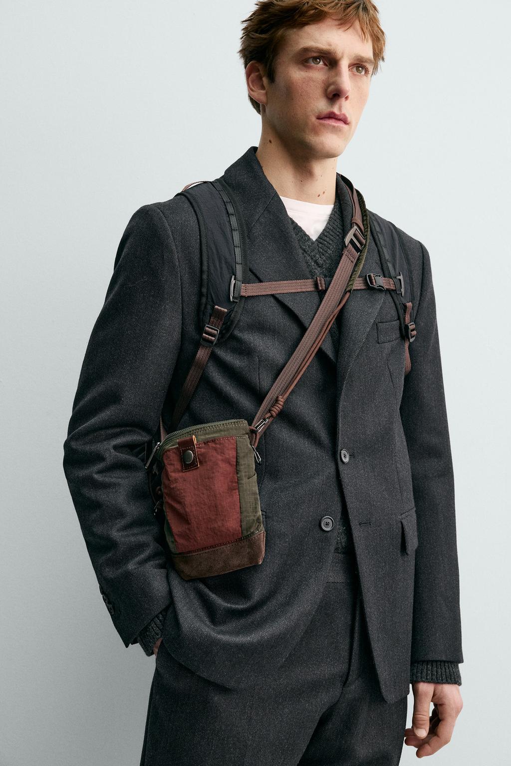 СУМКА ЧЕРЕЗ ПЛЕЧО ИЗ ТЕХНИЧЕСКОЙ ТКАНИ С КОЖАНЫМИ ДЕТАЛЯМИ AARON LEVINE X ZARA