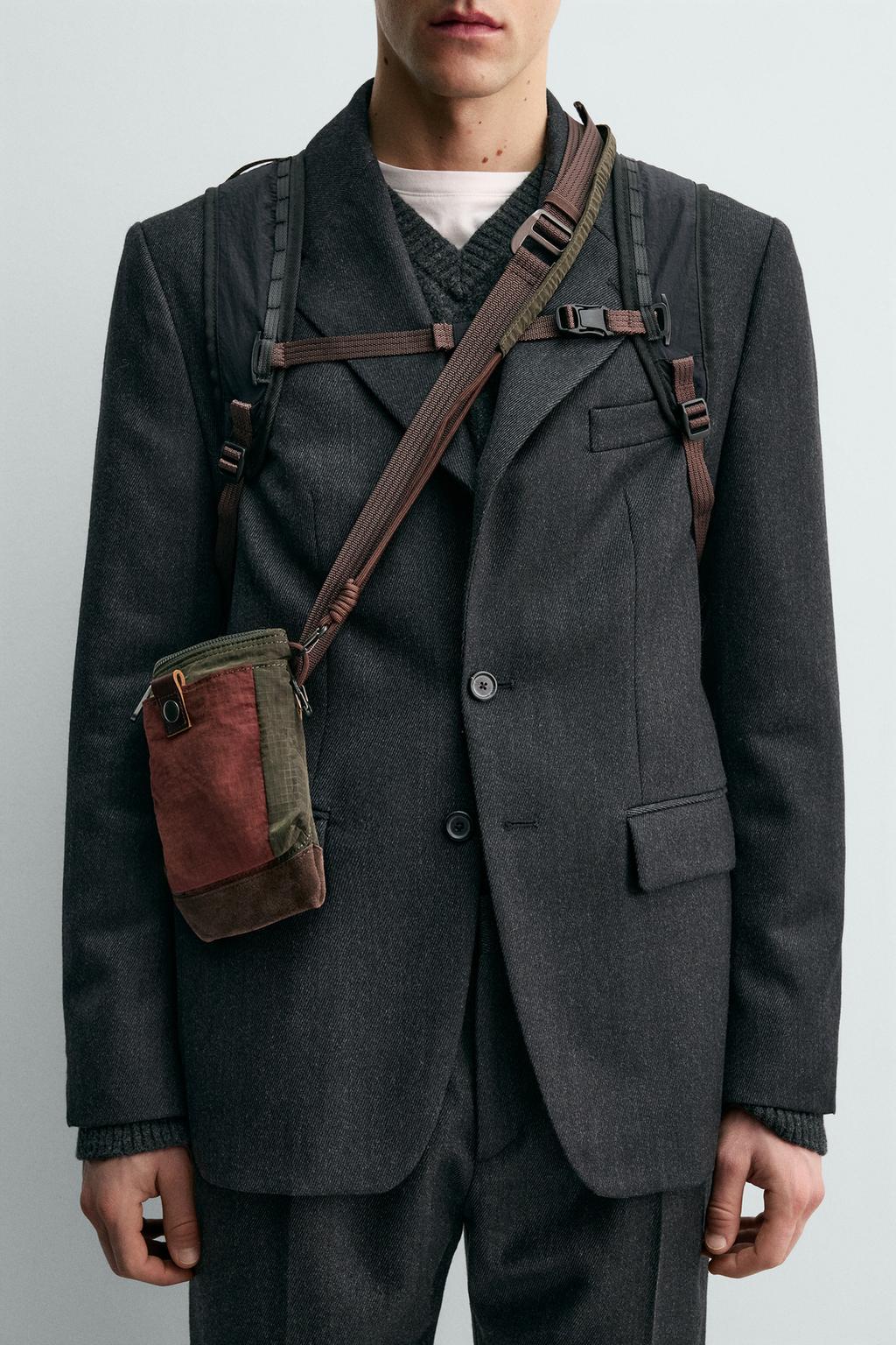 СУМКА ЧЕРЕЗ ПЛЕЧО ИЗ ТЕХНИЧЕСКОЙ ТКАНИ С КОЖАНЫМИ ДЕТАЛЯМИ AARON LEVINE X ZARA