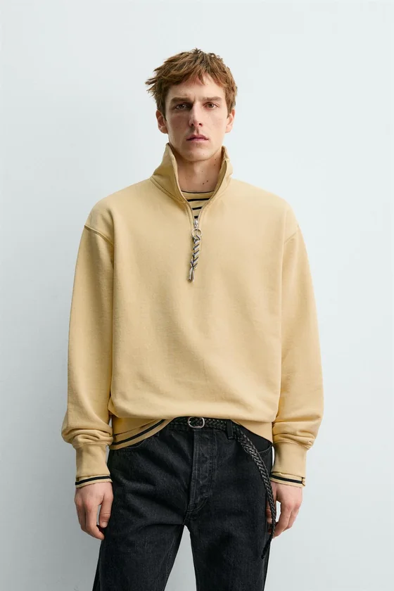 ТОЛСТОВКА С ВОРОТНИКОМ НА МОЛНИИ И ЛЕНТОЙ Zara «Aaron Levine»