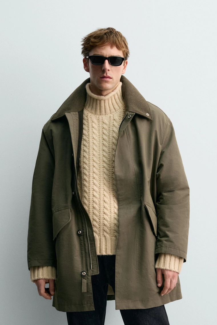 Техническая парка с контрастным воротником aaron levine x zara