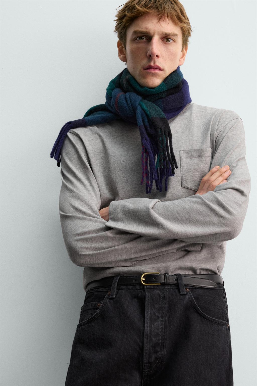 ШАРФ ИЗ СМЕСОВОЙ ШЕРСТИ В КЛЕТКУ — AARON LEVINE X ZARA