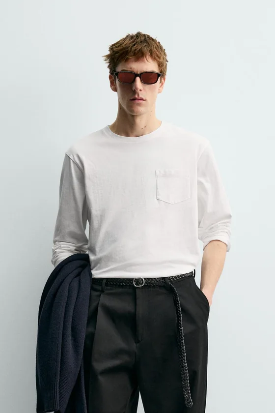 ФУТБОЛКА С ДЛИННЫМИ РУКАВАМИ И НАГРУДНЫМ КАРМАНОМ Zara «Aaron Levine»