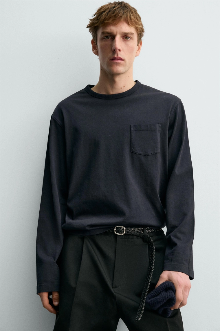 Футболка с карманом и длинным рукавом aaron levine x zara