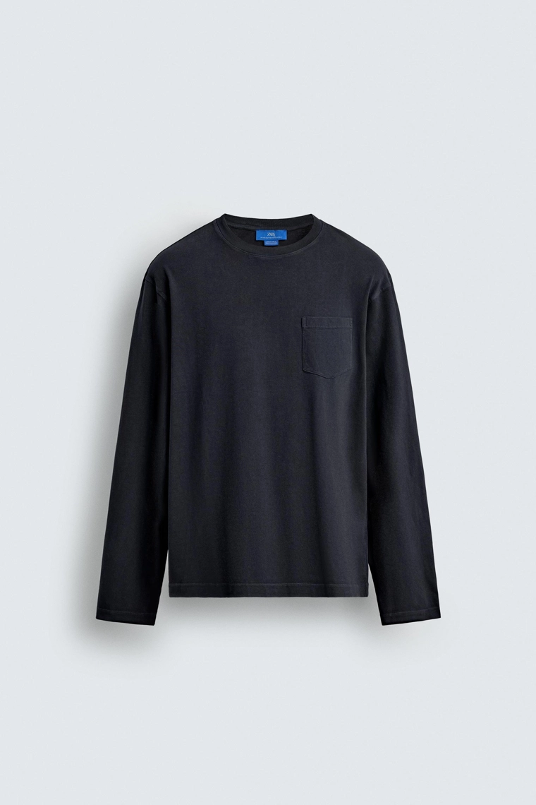 Футболка с карманом и длинным рукавом aaron levine x zara