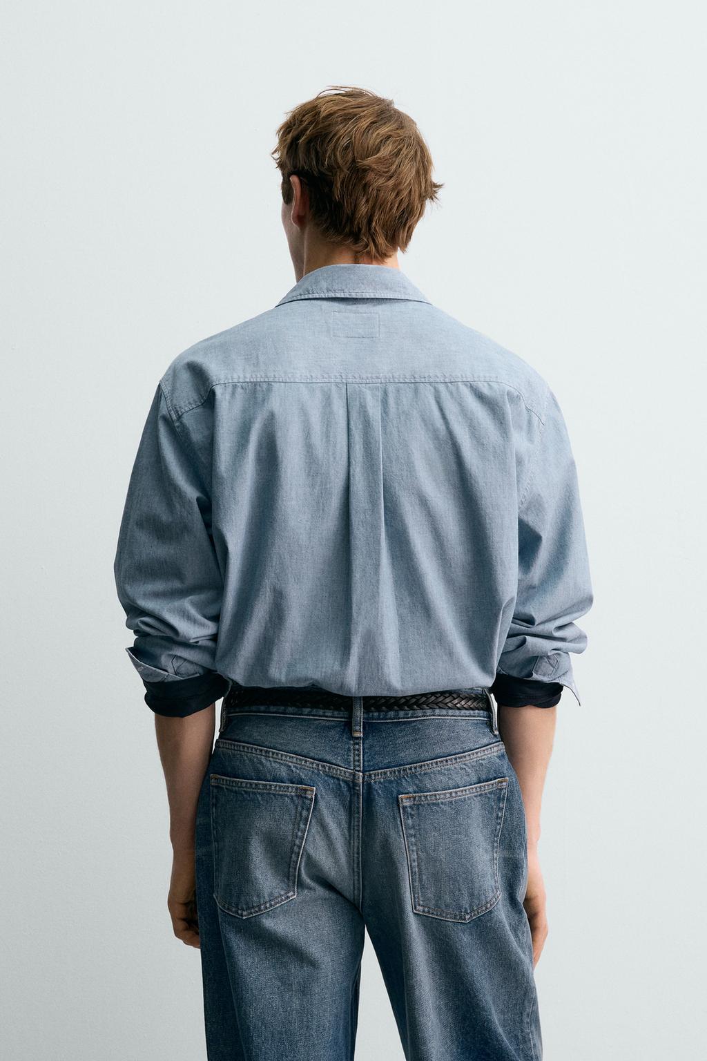 РУБАШКА ИЗ ДЖИНСОВОЙ ТКАНИ CHAMBRAY AARON LEVINE X ZARA