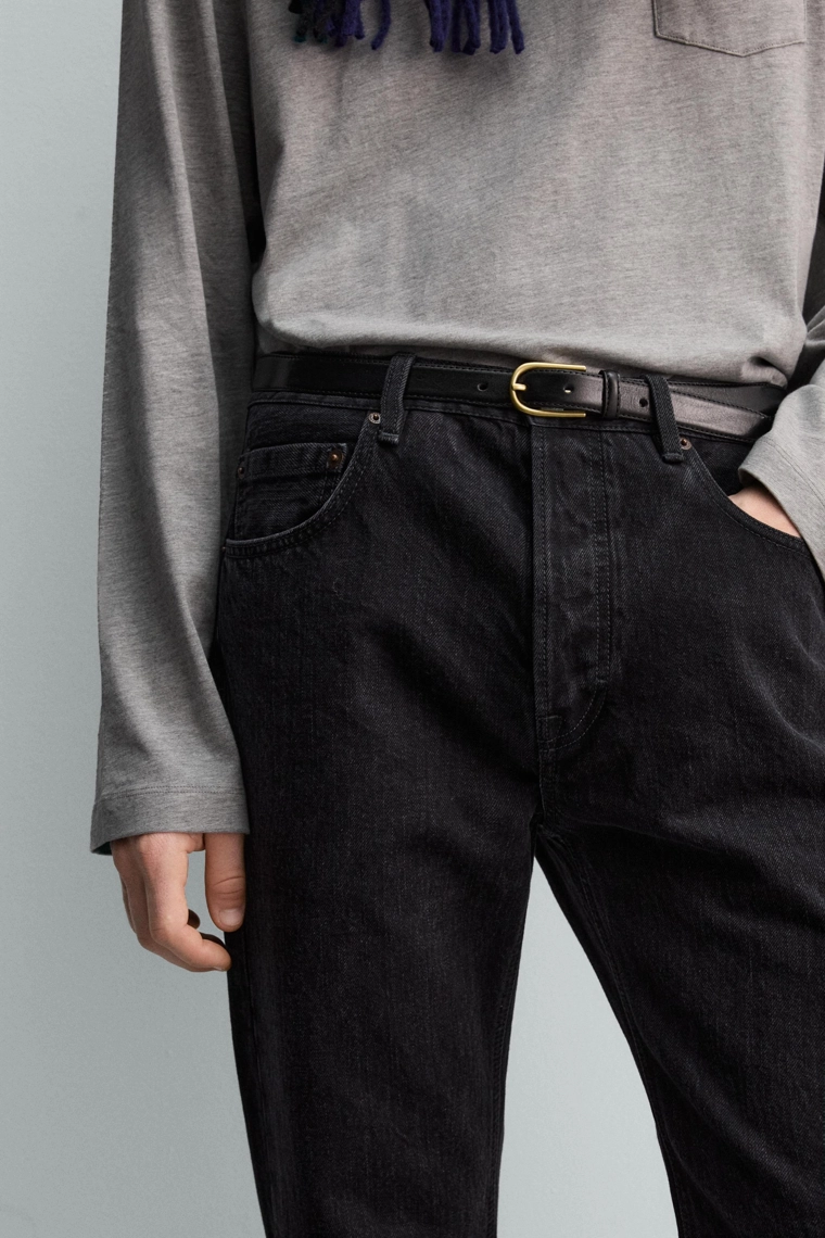 Кожаный ремень с топстежкой aaron levine x zara