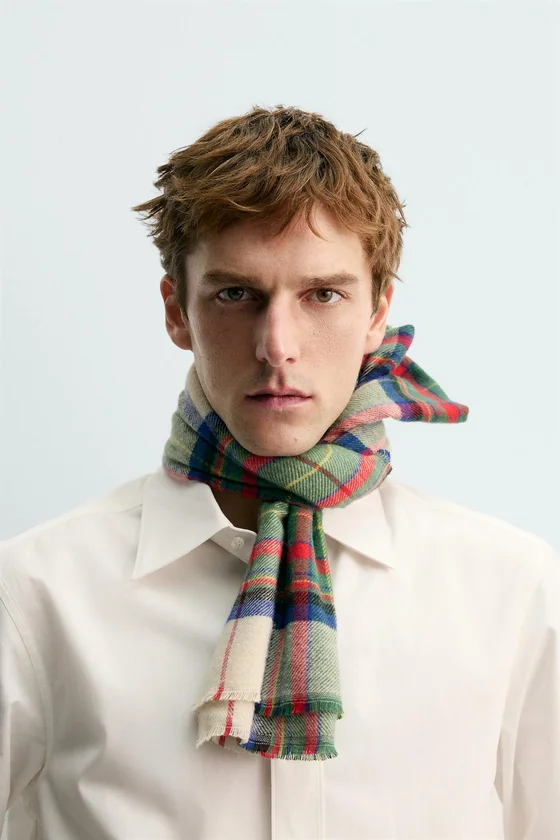 ФУЛЯР В КЛЕТКУ ИЗ ХЛОПКА Zara «Aaron Levine»