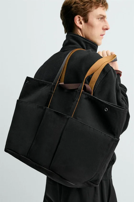 ШОПЕР С КОЖАНЫМИ ДЕТАЛЯМИ Zara «Aaron Levine»