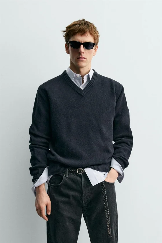 ШЕРСТЯНОЙ СВИТЕР С V-ОБРАЗНЫМ ВЫРЕЗОМ Zara «Aaron Levine»