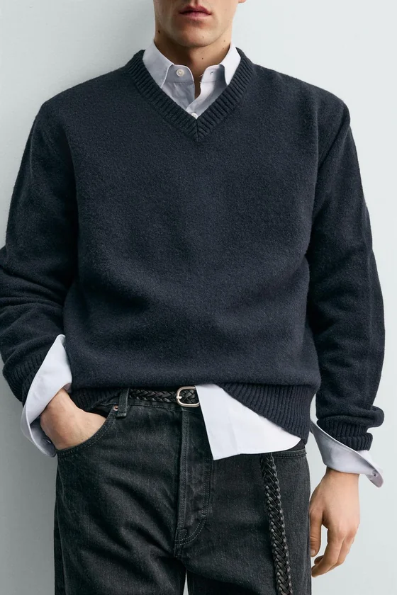 ШЕРСТЯНОЙ СВИТЕР С V-ОБРАЗНЫМ ВЫРЕЗОМ Zara «Aaron Levine»