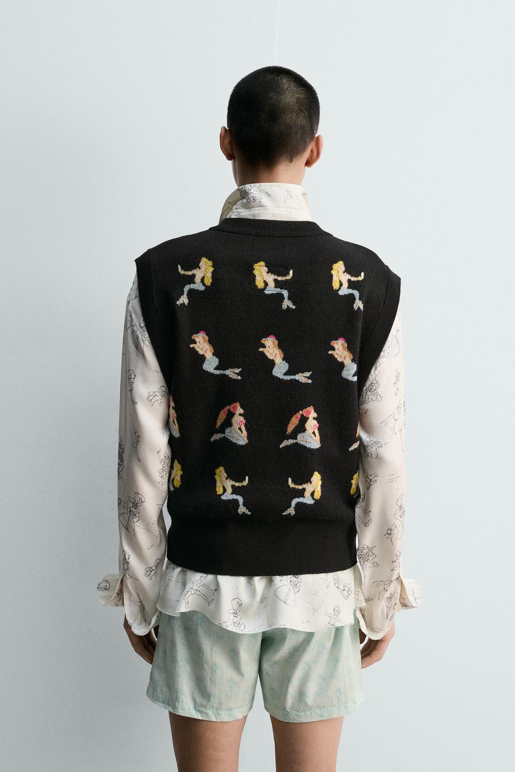 ТРИКОТАЖНЫЙ ЖИЛЕТ С РУСАЛКАМИ ПИТЕРА ПЭНА HARRY LAMBERT FOR ZARA X DISNEY