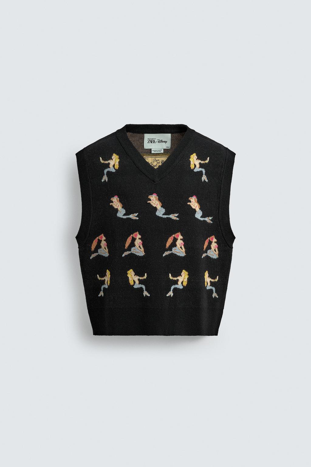 ТРИКОТАЖНЫЙ ЖИЛЕТ С РУСАЛКАМИ ПИТЕРА ПЭНА HARRY LAMBERT FOR ZARA X DISNEY