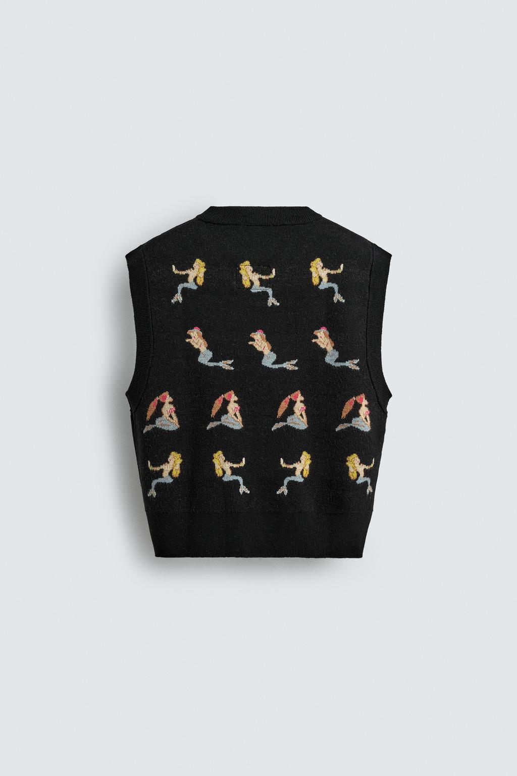 ТРИКОТАЖНЫЙ ЖИЛЕТ С РУСАЛКАМИ ПИТЕРА ПЭНА HARRY LAMBERT FOR ZARA X DISNEY