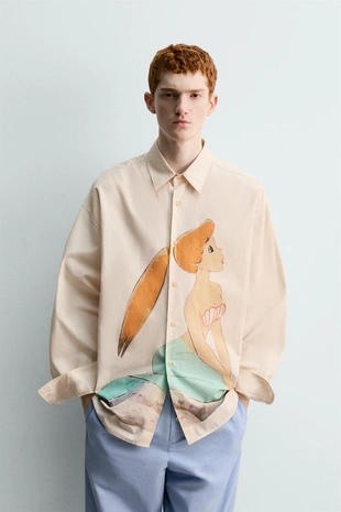 Рубашка с принтом русалки из питера пэна HARRY LAMBERT FOR ZARA X DISNEY- Заказать в России