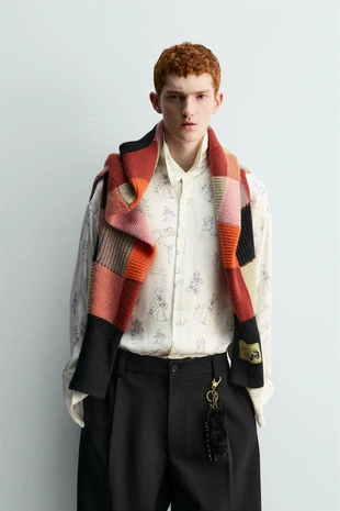 Рубашка из шелка и вискозы с персонажами питера пэна — HARRY LAMBERT FOR ZARA- Заказать в России