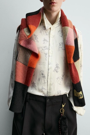 Рубашка из шелка и вискозы с персонажами питера пэна — HARRY LAMBERT FOR ZARA- Заказать в России