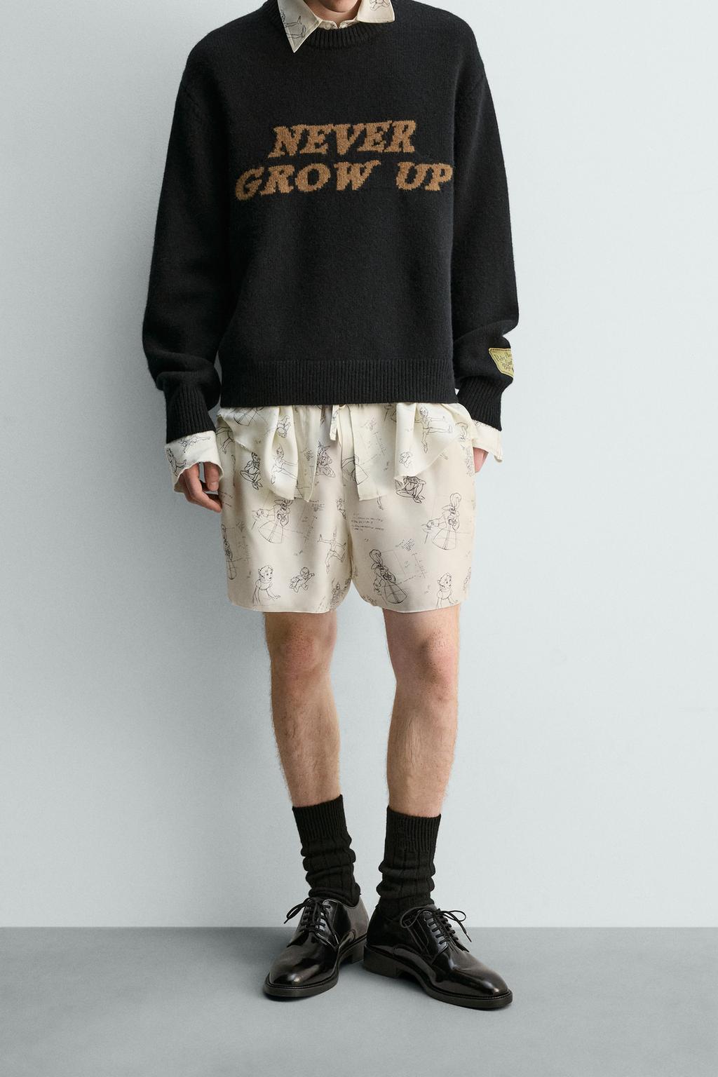 ШОРТЫ ИЗ ШЕЛКА И ВИСКОЗЫ С ПЕРСОНАЖАМИ «ПИТЕРА ПЭНА» — HARRY LAMBERT FOR ZARA