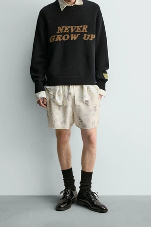 Шорты из шелка и вискозы с персонажами «питера пэна» — HARRY LAMBERT FOR ZARA- Заказать в России