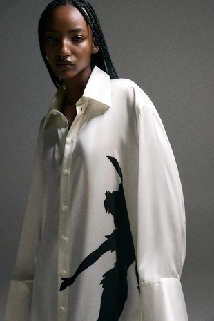 Рубашка оверсайз из 100% шелка с принтом «питер пэн» HARRY LAMBERT FOR ZARA X DISNEY- Заказать в России