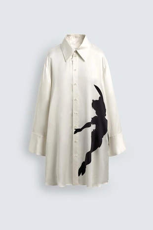 Рубашка оверсайз из 100% шелка с принтом «питер пэн» HARRY LAMBERT FOR ZARA X DISNEY- Заказать в России