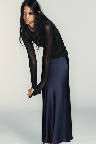 Атласная юбка миди- Заказать в России