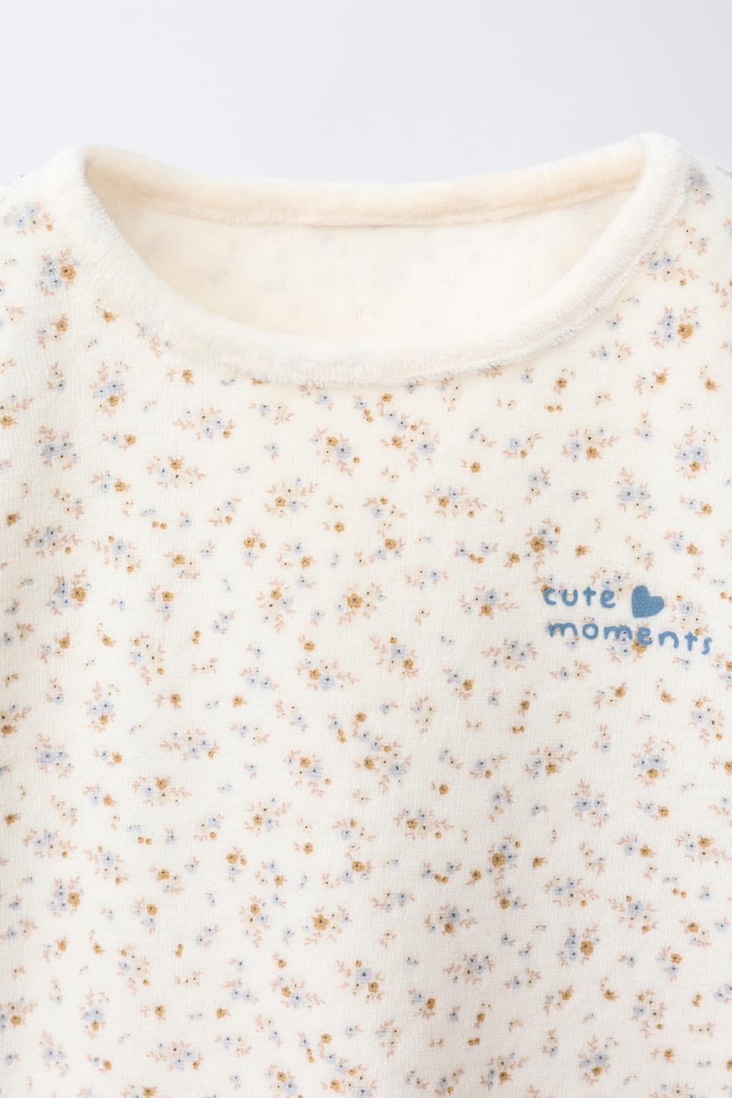 Пижама вельветовая с цветочным узором, 1 1/2-6 лет