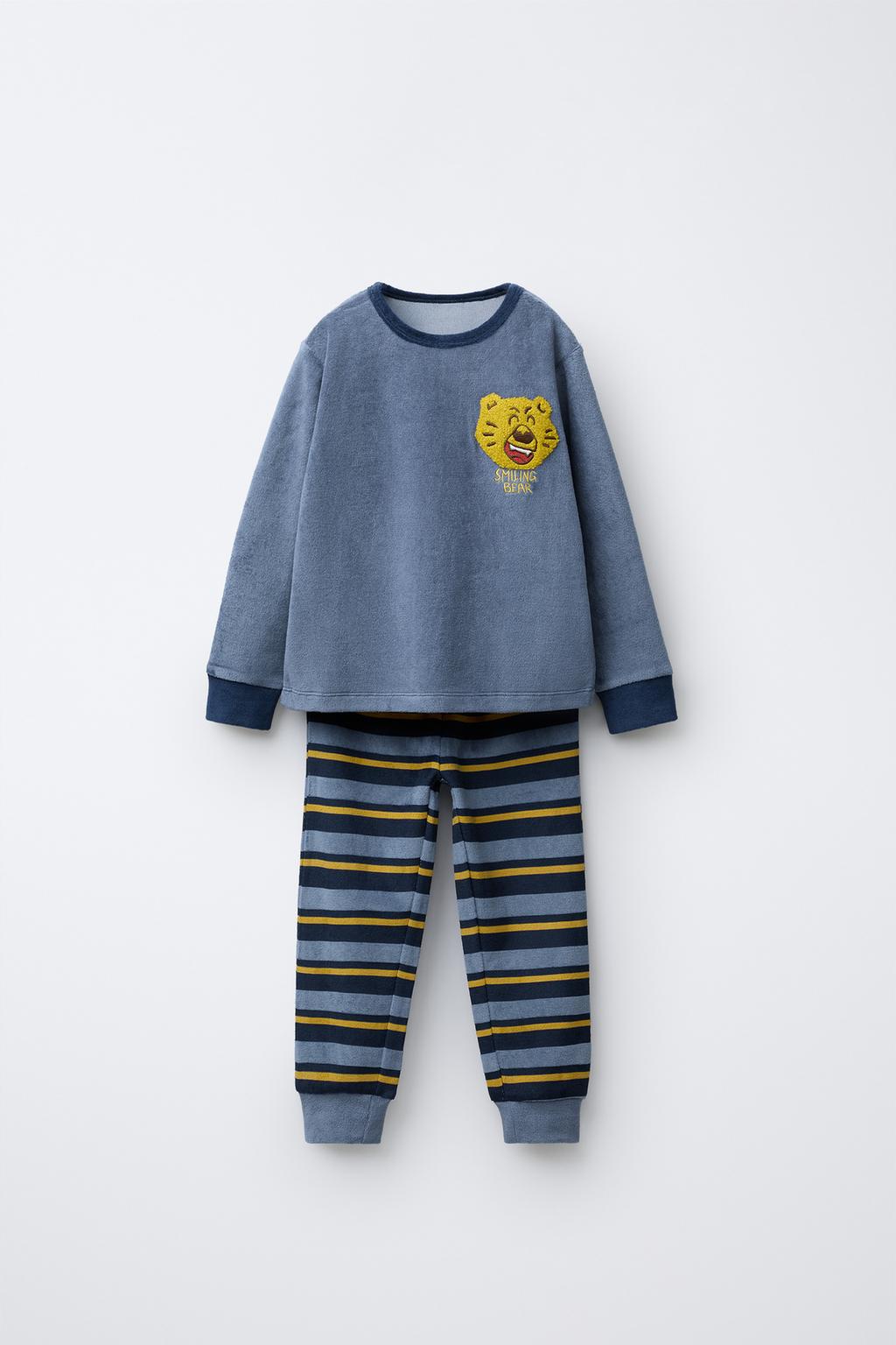 Пижама из вельвета с полосами и тигром, 1 1/2-6 лет