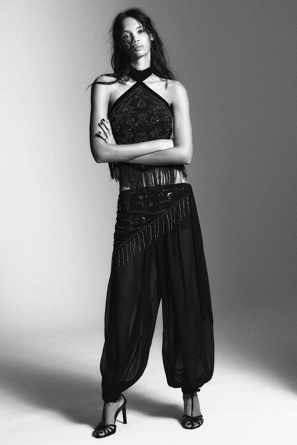 СВОБОДНЫЕ БРЮКИ-ПАРЕО С БУСИНАМИ