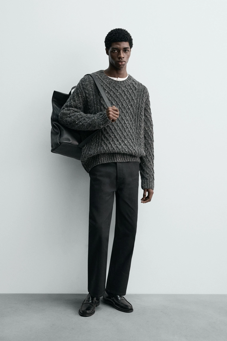 Джемпер с крупной вязкой из 100% шерсти с вкраплениями