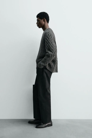 Свитер из 100% шерсти с узором «косы» и пряжи- Заказать в России