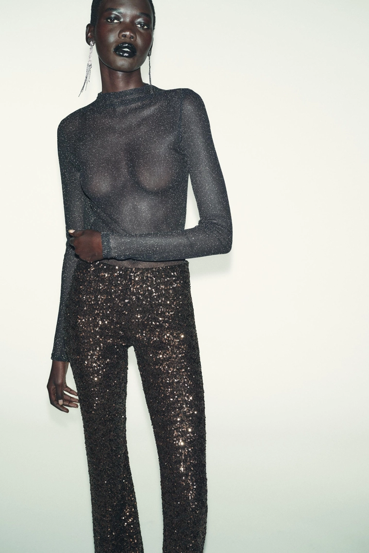 Леггинсы-брюки с пайетками